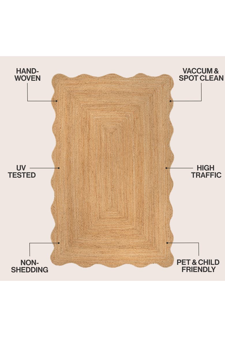 Seaside Cottage Scallop Edge Jute Area Rug, Alternate, color, Natural