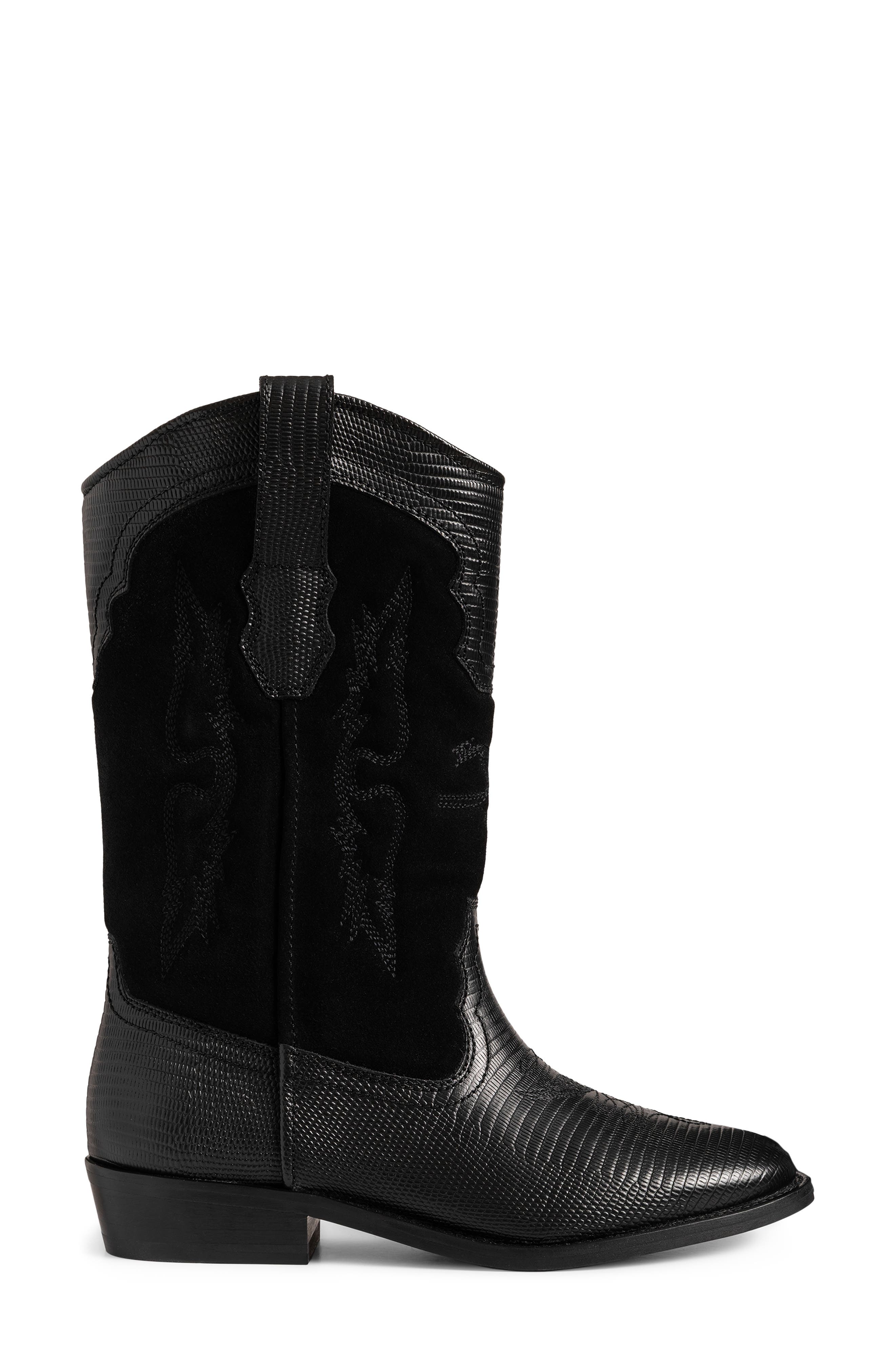Tex Western Wild Leather Western Boot, Alternate, color, BLACK