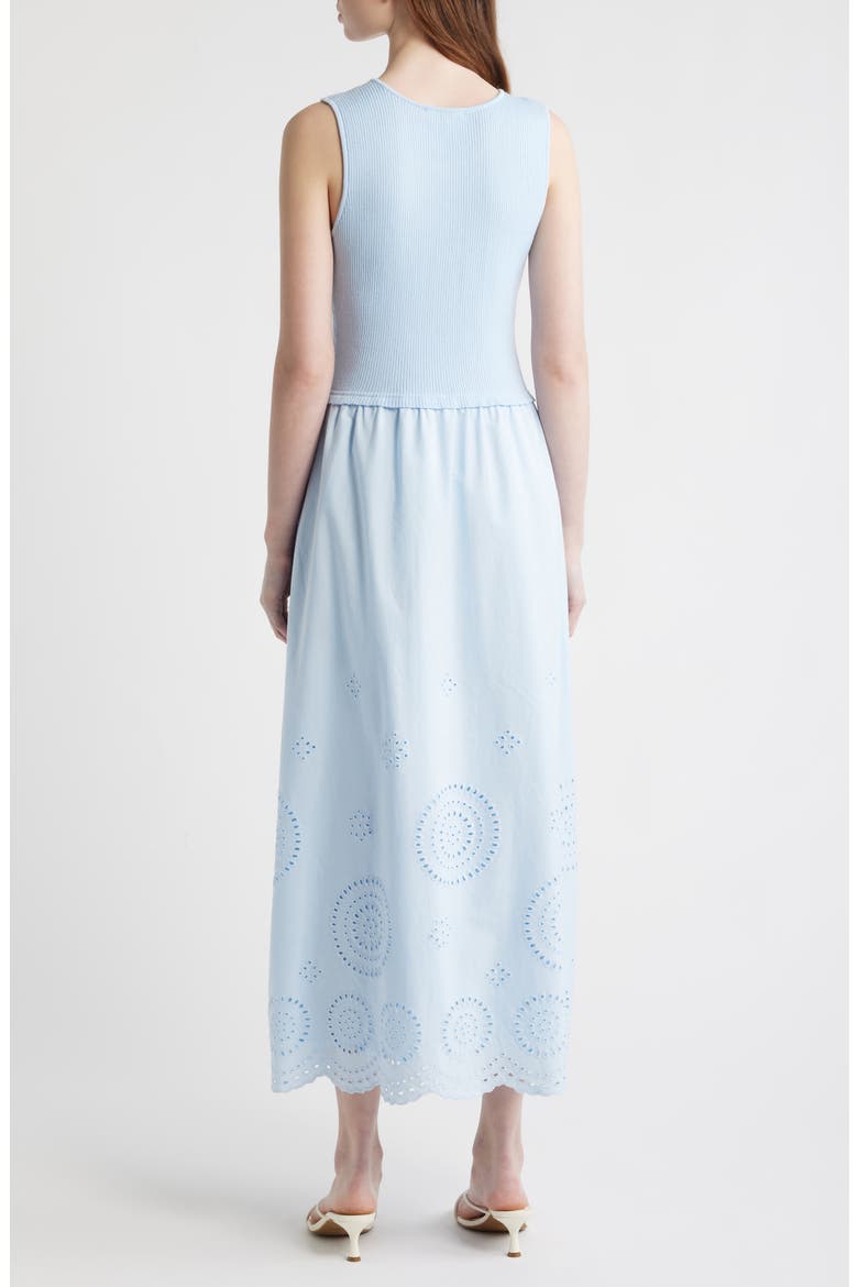 Mixed Media Eyelet Detail Maxi Dress, Alternate, color, LIGHT BLUE