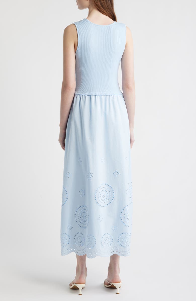Sam Edelman Mixed Media Eyelet Detail Maxi Dress, Alternate, color, Light Blue