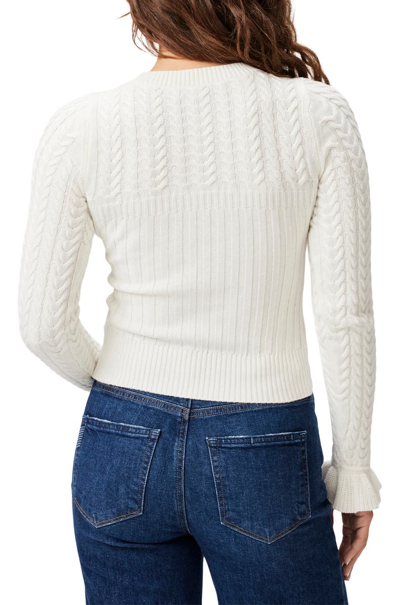 PAIGE Henrietta Ruffle Cuff Cable Stitch Sweater, Alternate, color,