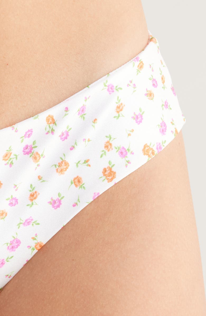 Kulani Kinis Lettuce Frill Thong Bikini Bottoms, Alternate, color, Rosie Posie