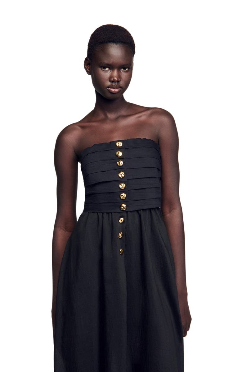 SANDRO Long bustier dress, Alternate, color, 