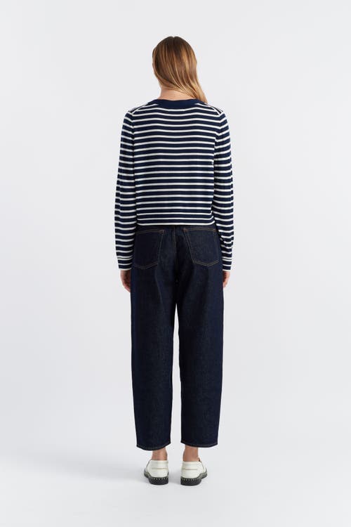 Chinti & Parker Breton Heart Cardigan In Navy/cream/true Red