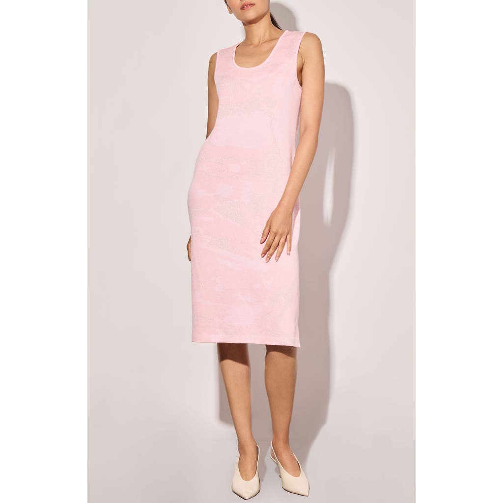 Ming Wang Abstract Shimmer Print Knit Sheath Dress In Pink