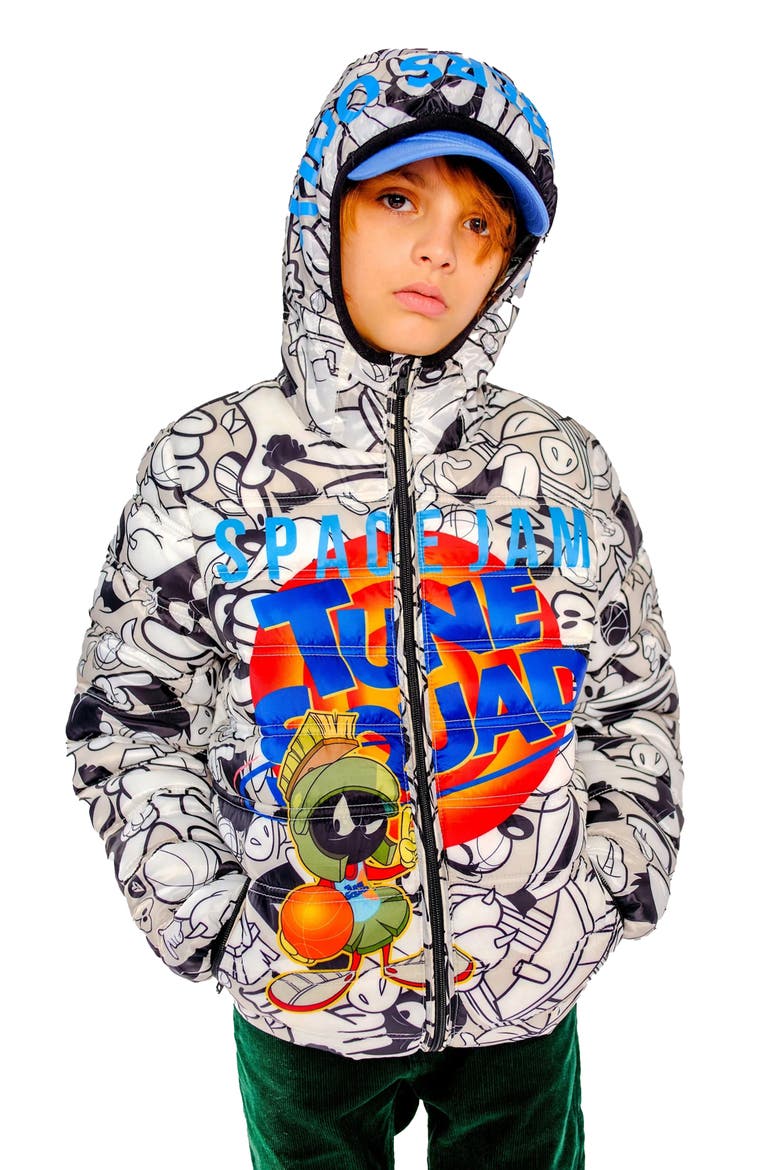 Boy's Packable Tune Squad Midweight Jacket, Main, color, Silver