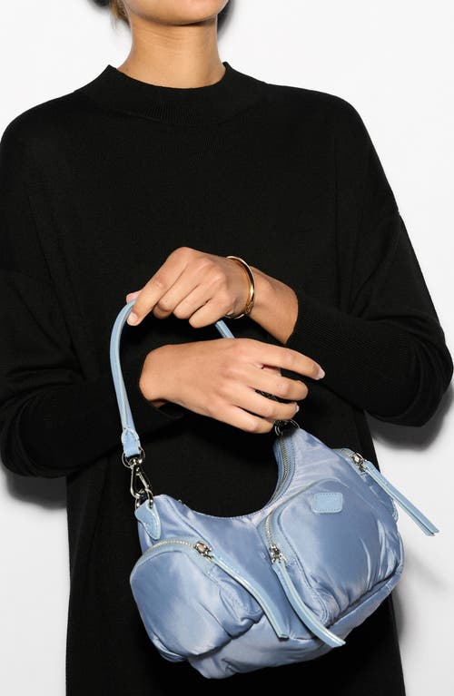 Mz Wallace Medium Chelsea Nylon Shoulder Bag In Stone Blue