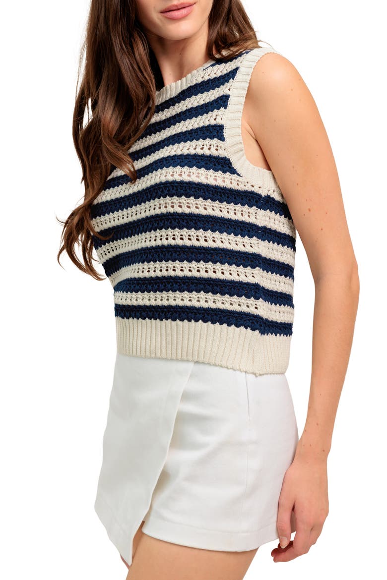 Sweater Top, Alternate, color, IVORY NAVY