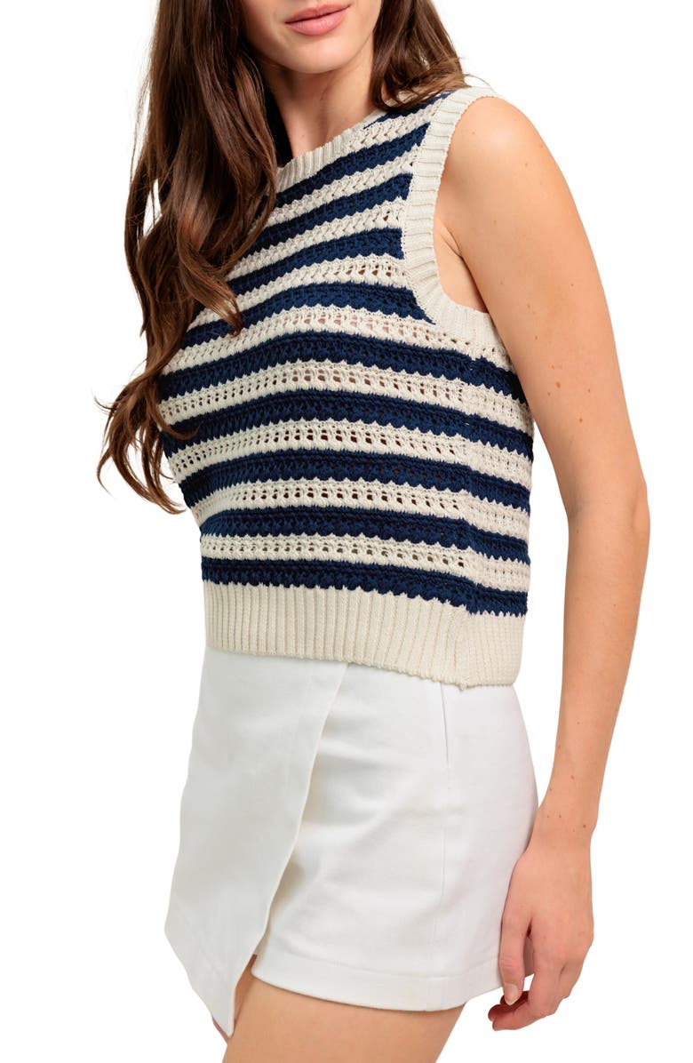 FLYING TOMATO Sweater Top, Alternate, color, Ivory Navy