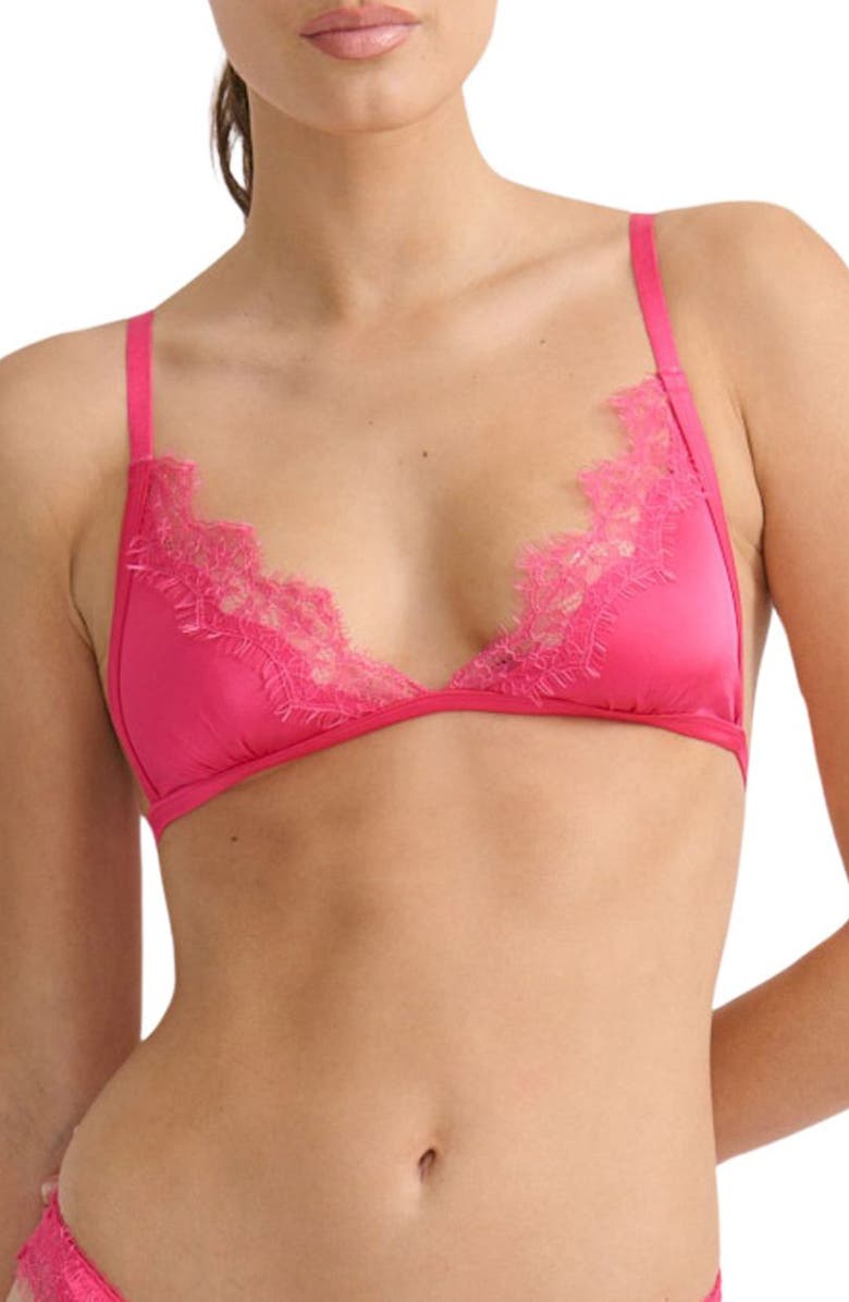 Kat The Label Sorrento Lace Trim Bralette, Main, color, Hot Pink