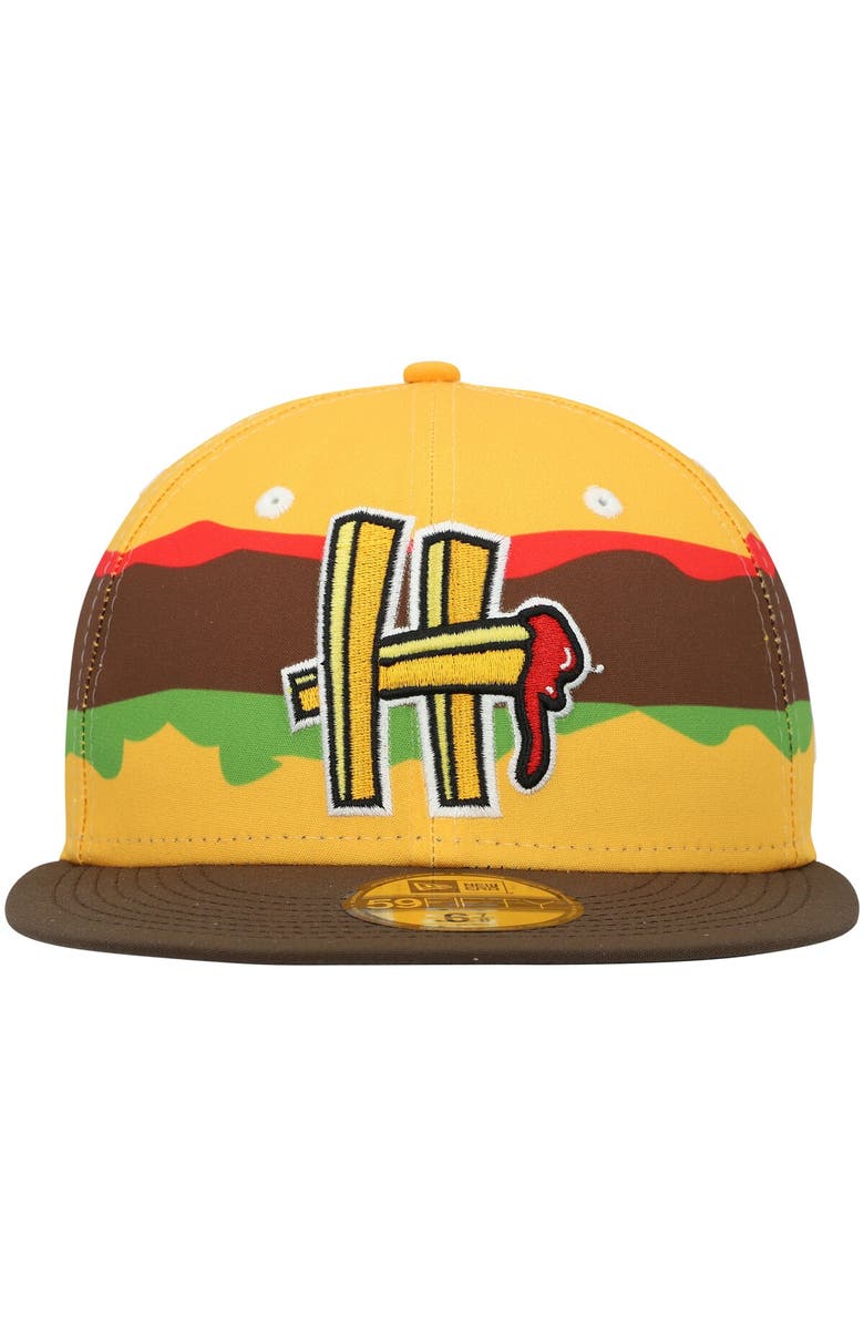 New Era Men's New Era Gold Hartford Yard Goats Theme Night 59FIFTY Fitted Hat, Alternate, color, Gold