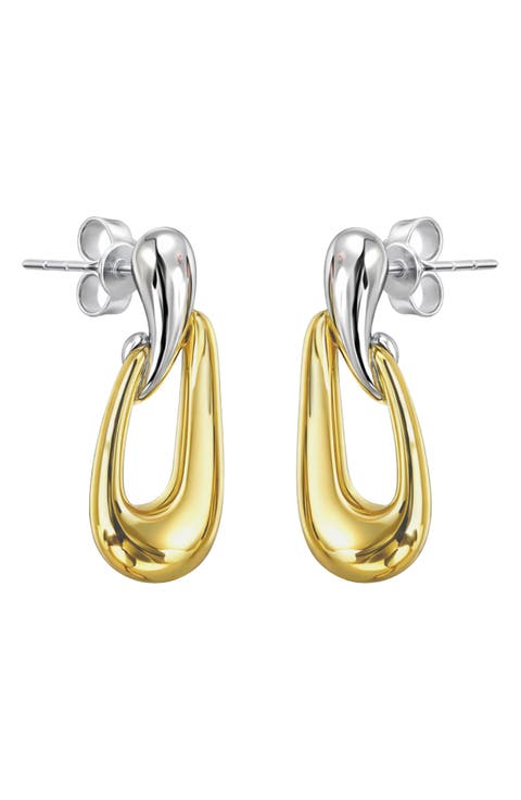 Two-Tone Drop Earrings