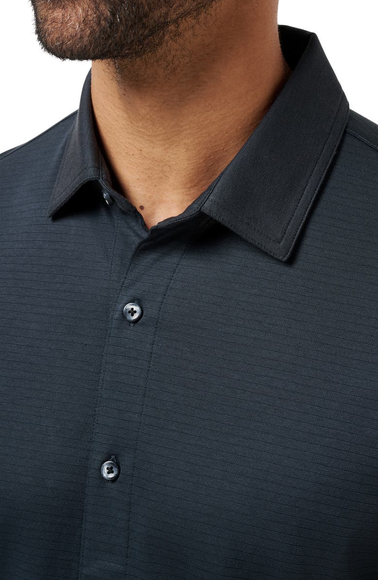 TravisMathew A Class Short Sleeve Knit Cotton Blend Button-Up Shirt, Alternate, color, Black