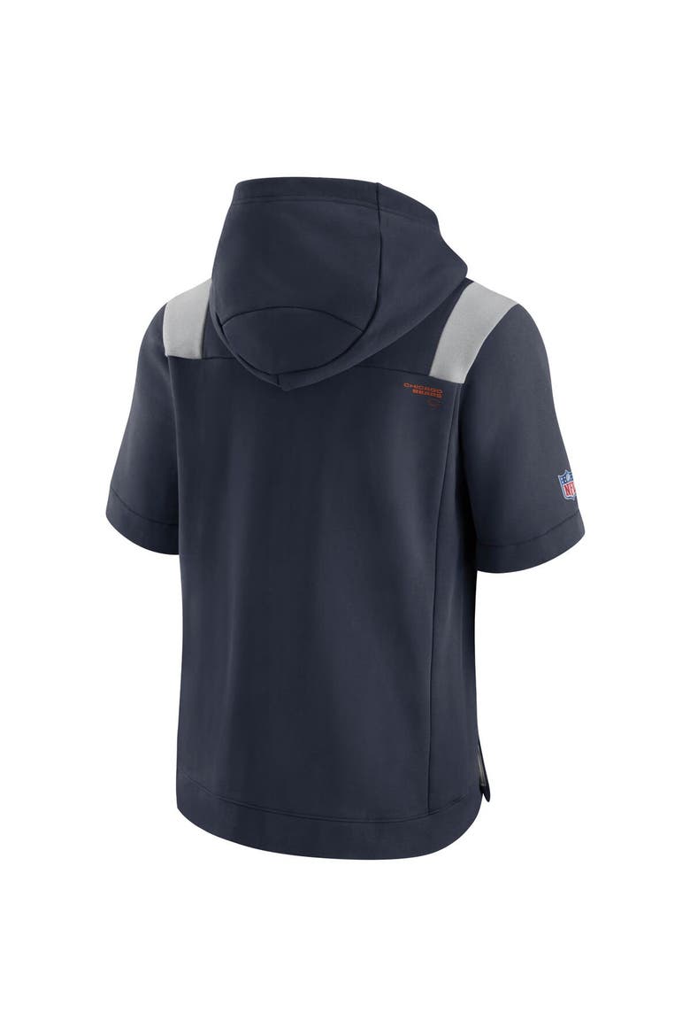 Men's Nike Navy Chicago Bears Sideline Showout Short Sleeve Full-Zip Hoodie, Alternate, color, Navy