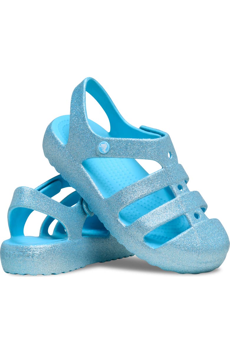 CROCS Kids' Glitter Classic Fisherman Sandal, Alternate, color, Tinted Glass