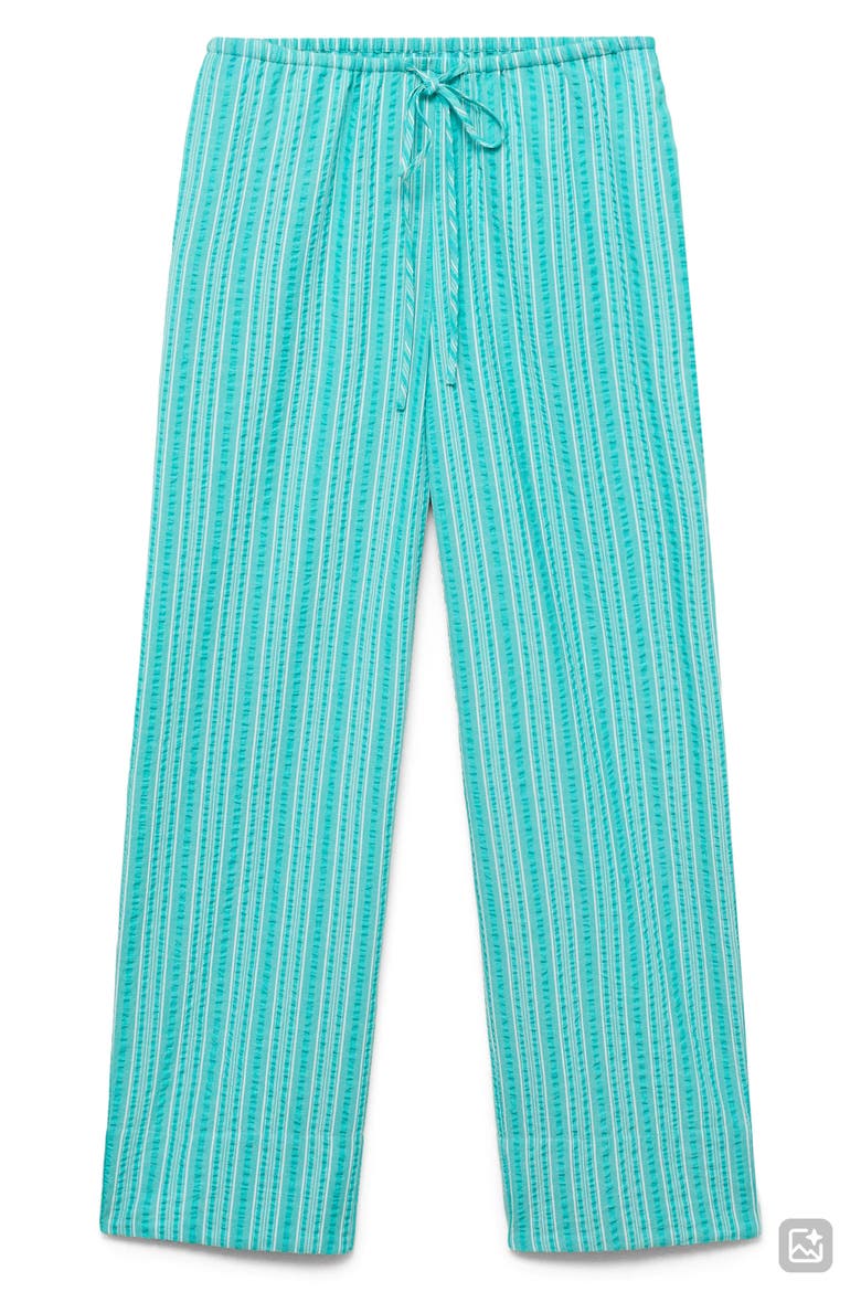 Textured Stripe Cotton Drawstring Pants, Alternate, color, TURQUOISE