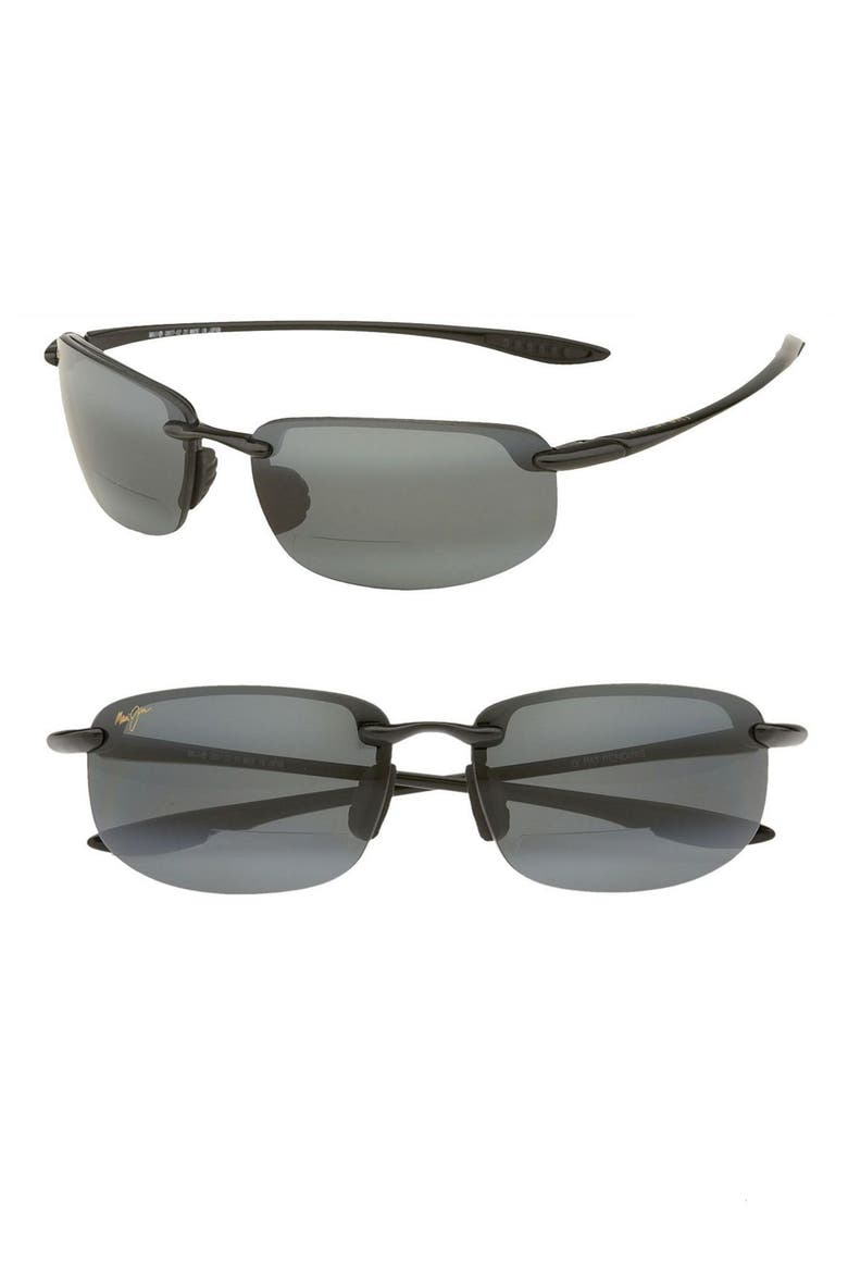 Hookipa 64mm Polarized Rectangle Sunglasses, Alternate, color, BLACK / GREY