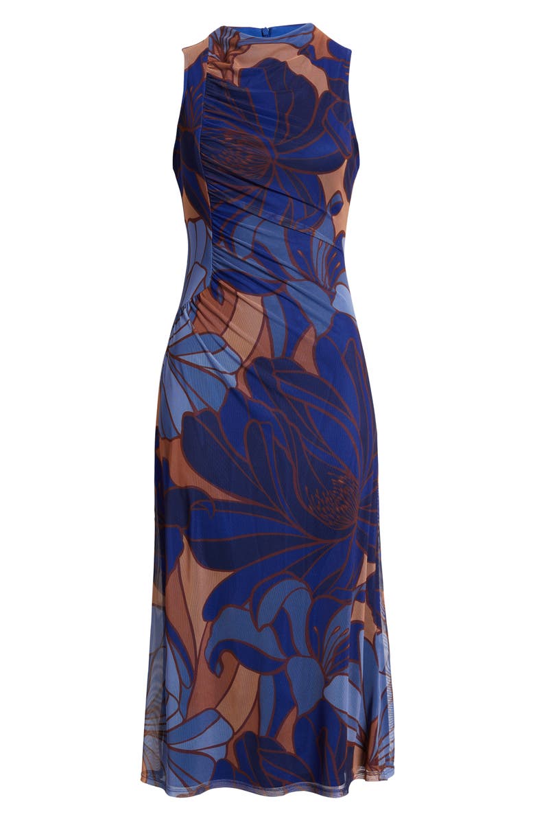 Vince Camuto Floral Sleeveless Mesh Midi Dress, Alternate, color, Blue Multi