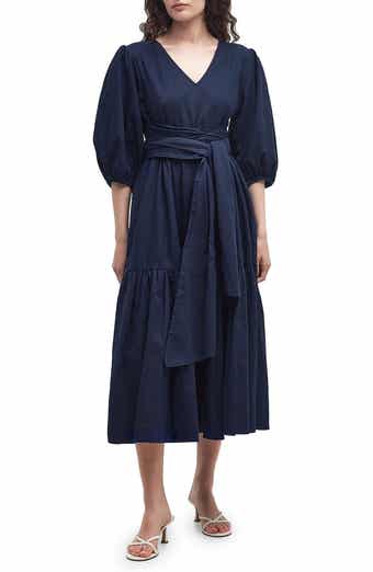 Barbour Annie Puff Sleeve Linen & Cotton Midi Dress
