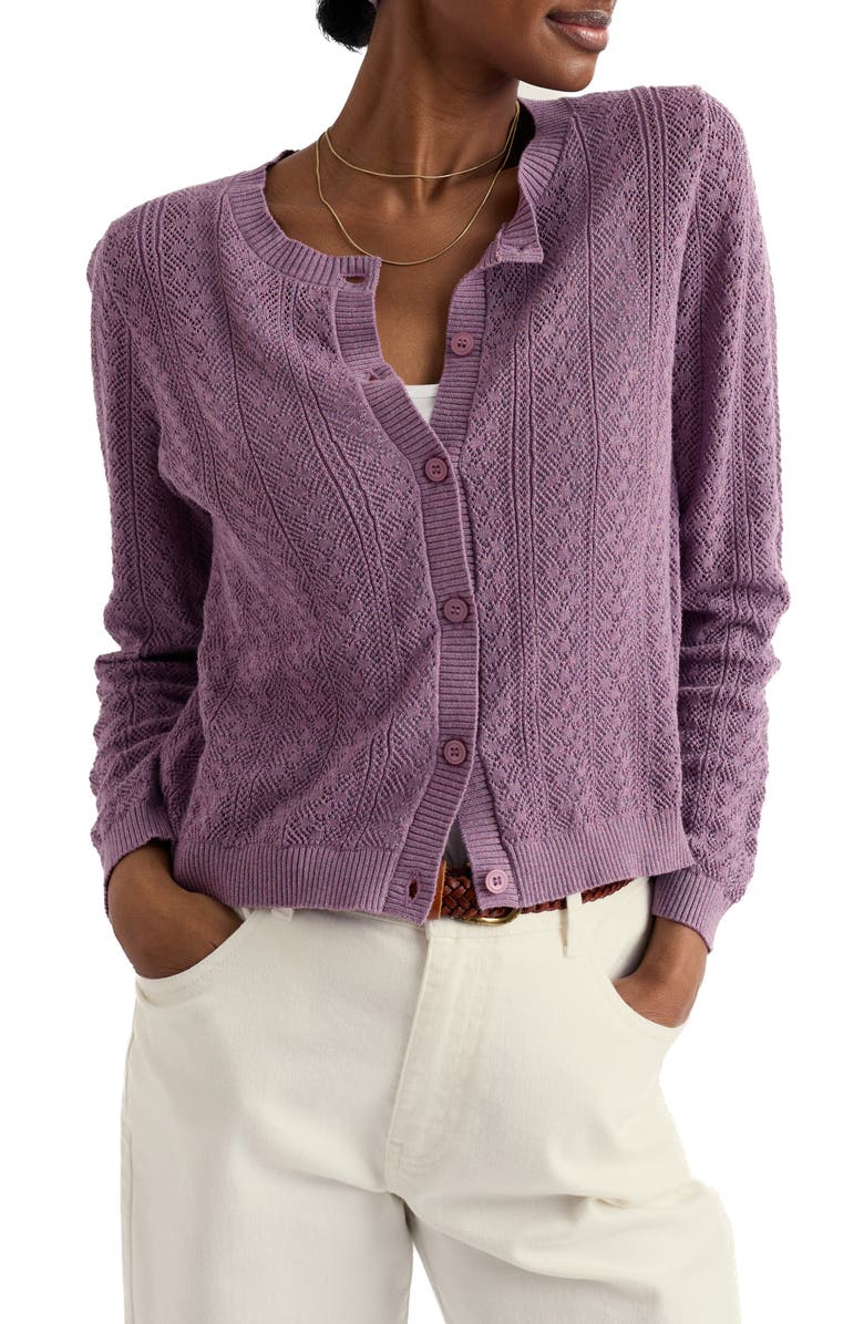 Seasalt Cornwall Willowing Organic Cotton Pointelle Cardigan, Main, color,