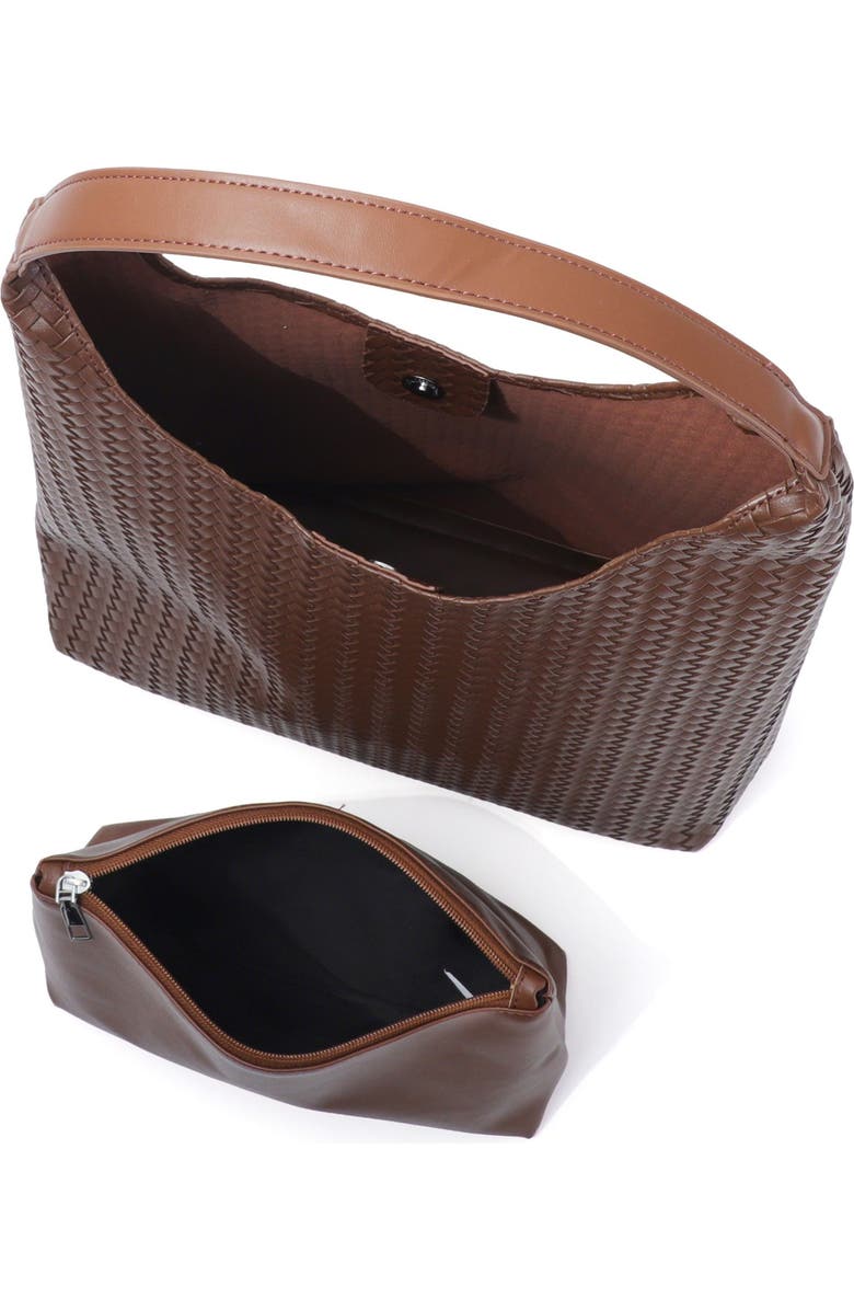 Adornia Texture Woven Shoulder Bag, Alternate, color, Brown