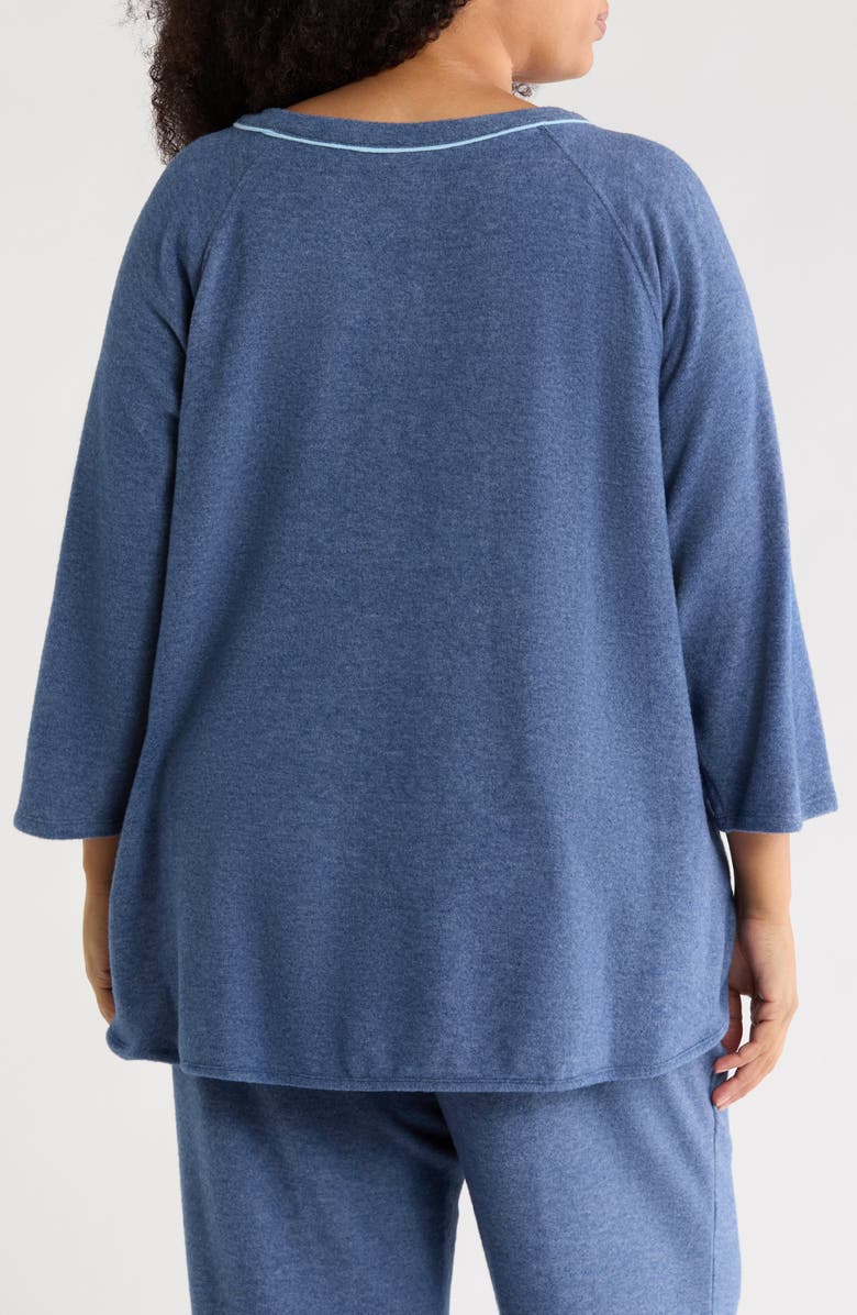 RUBY RD Keyhole Hacci Knit Pullover, Alternate, color, Indigo Heather