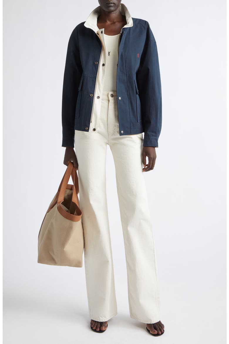 Reversible Cotton Canvas Jacket, Alternate, color, NAVY/ ECRU