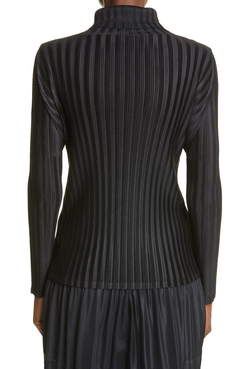 Pleats Please Issey Miyake Pleated Long Sleeve Turtleneck, Alternate, color, Black