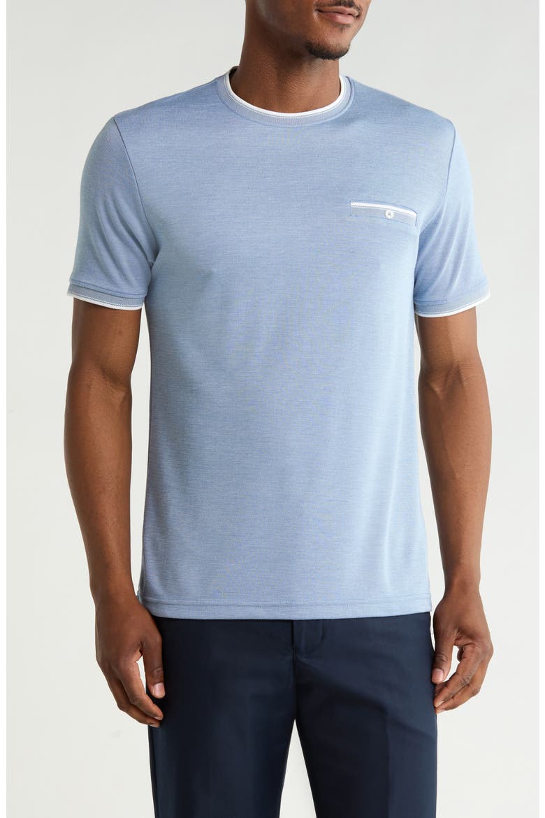 Tipped Pocket Knit T-Shirt, Main, color, SKY BLUE