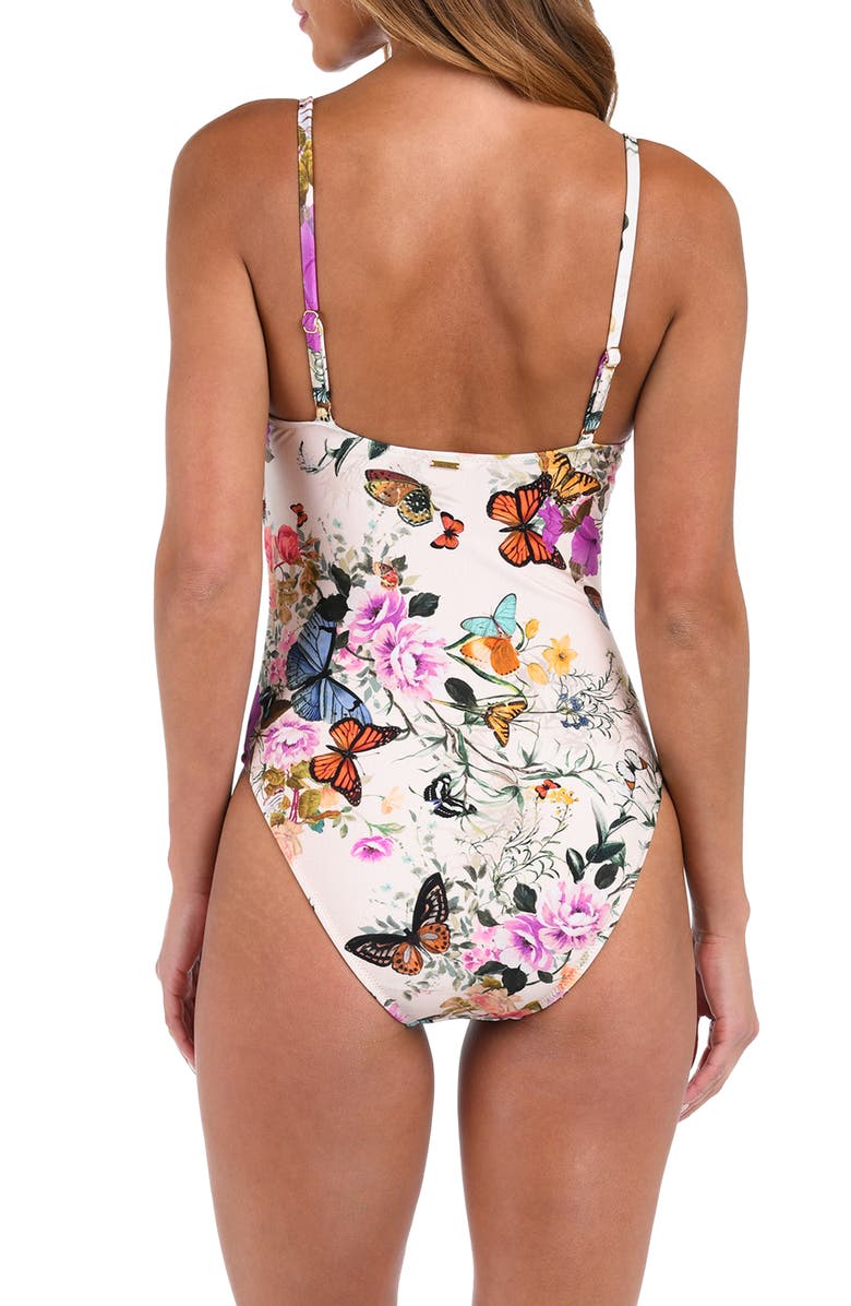 L'AGENCE Remi Butterfly One-Piece Swimsuit, Alternate, color, Ivory