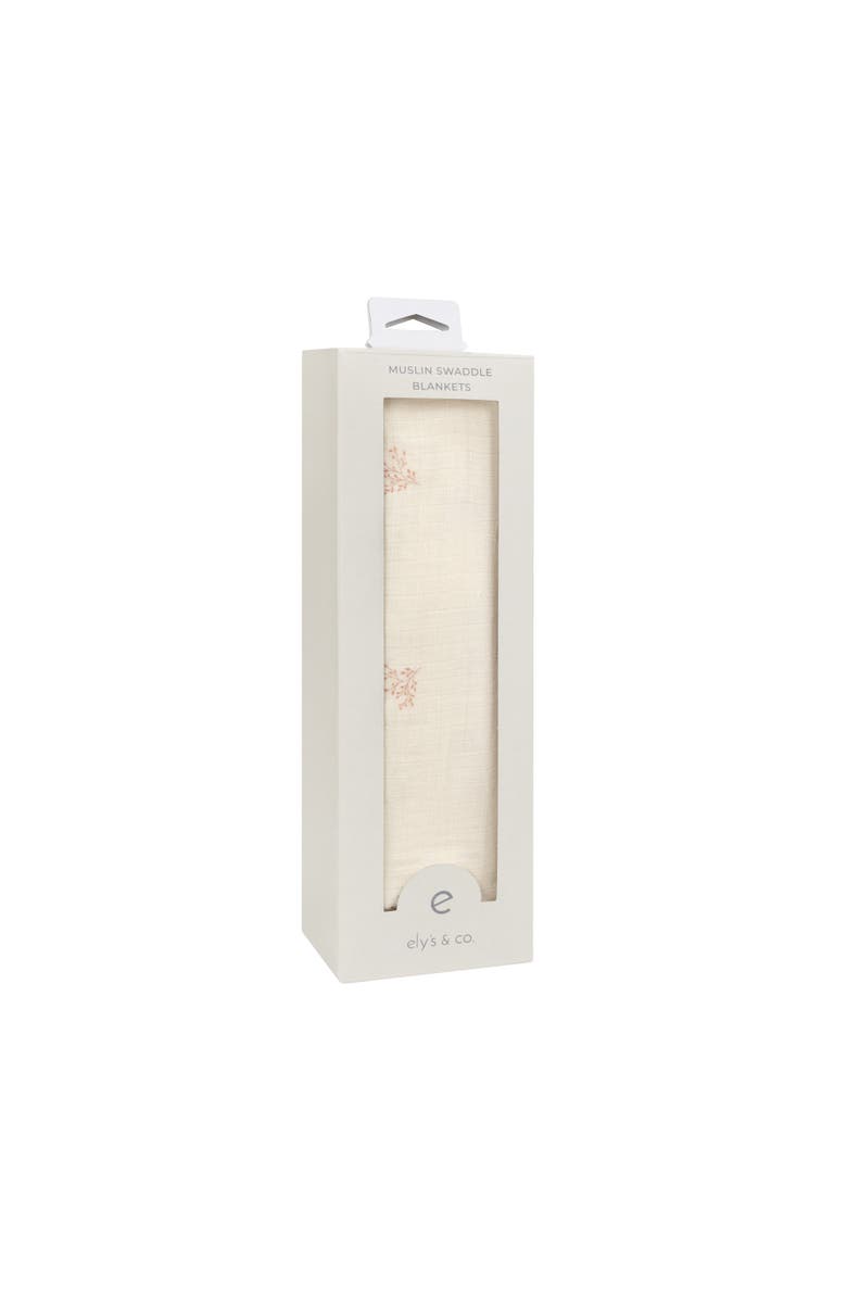 Ely's & Co. Velour Leaf Pattern Collection - Muslin Swaddle, Alternate, color, Ivory/Girl