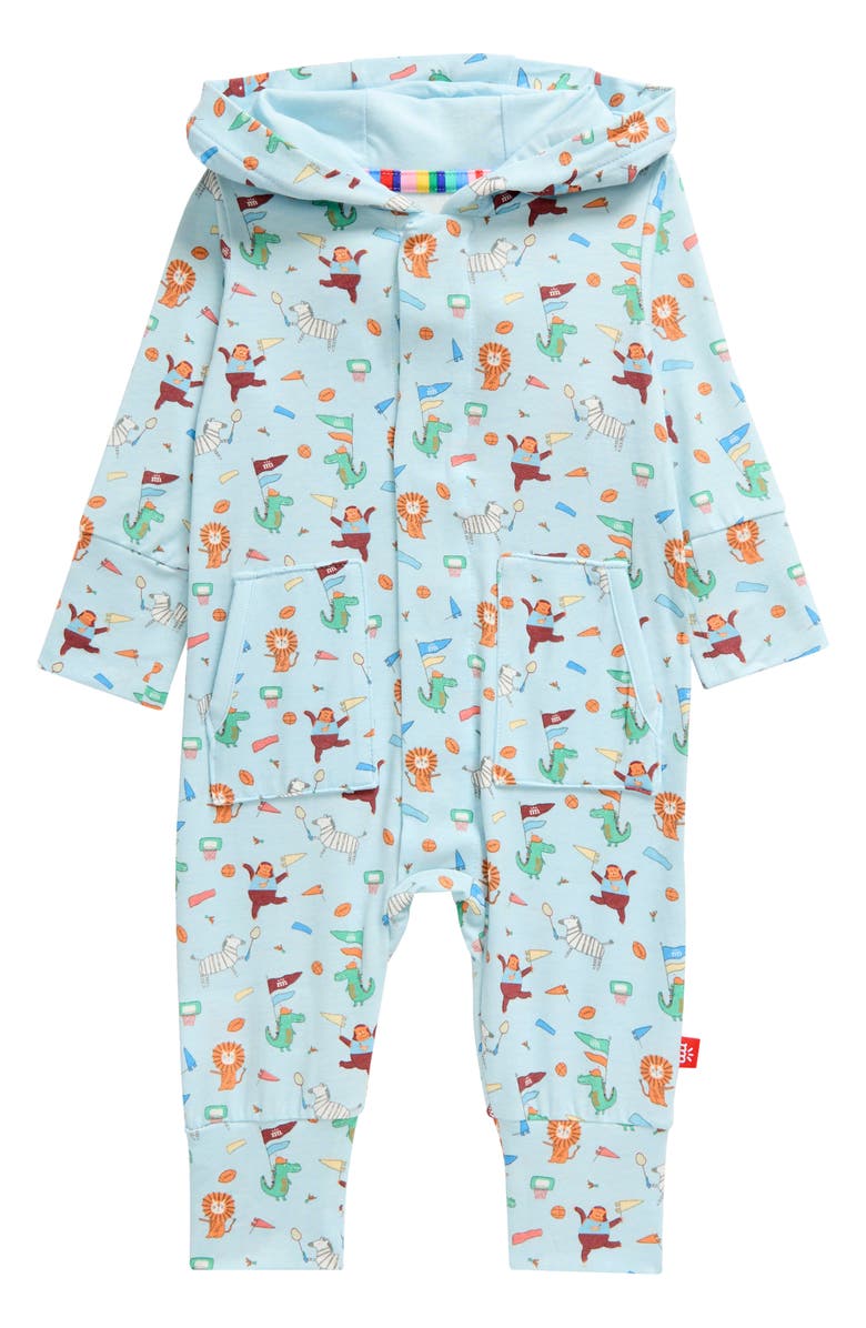 Magnetic Me I Like Big Punts & I Cannot Lie Magnetic Hooded Romper, Main, color, I Like Big Punt
