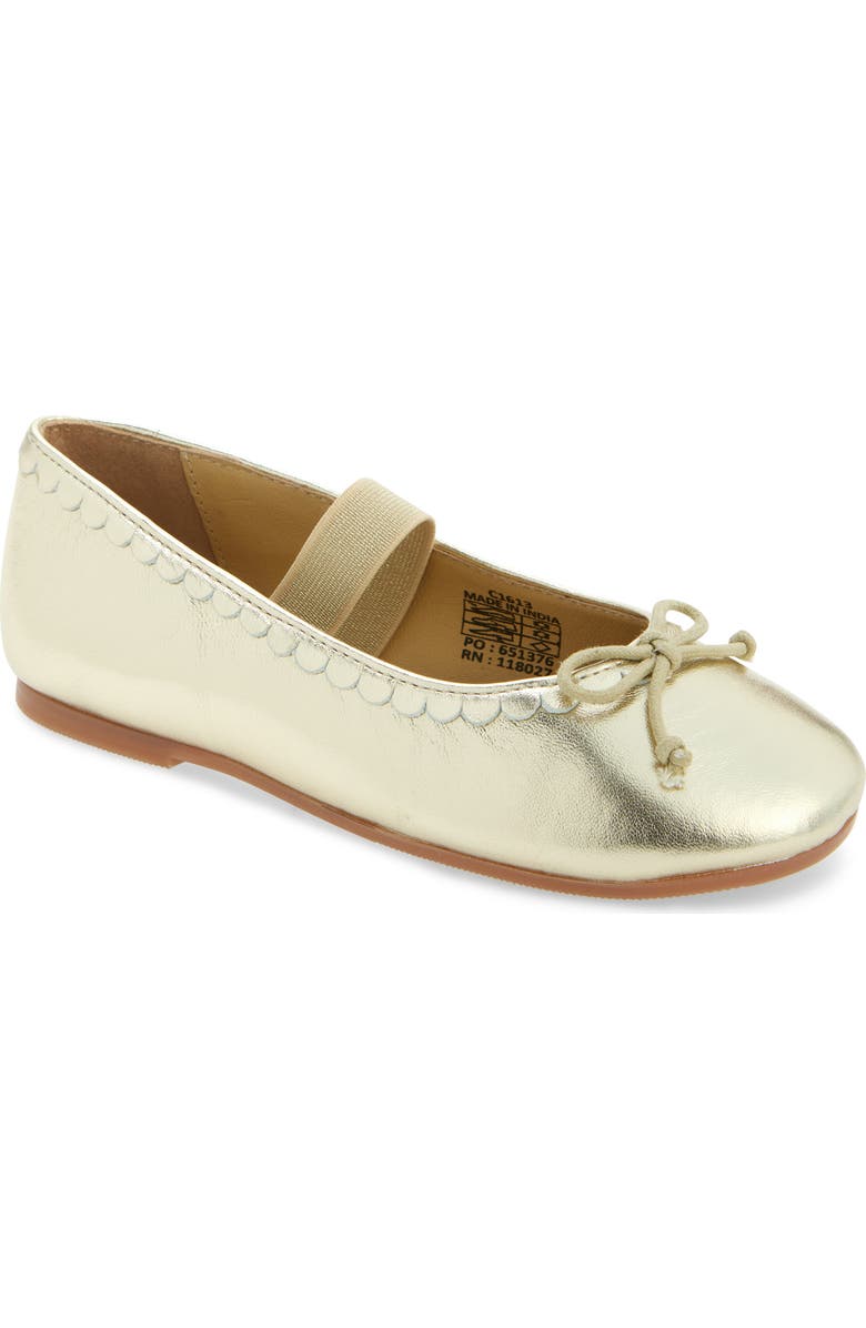 Mini Boden Kids' Metallic Ballet Flat, Main, color, Gold Metallic