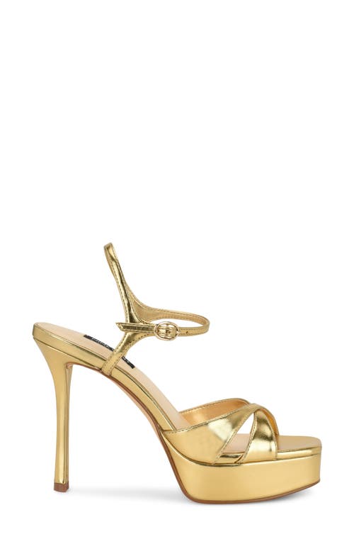 Nine West Tates Ankle Strap Platform Sandal In Gold