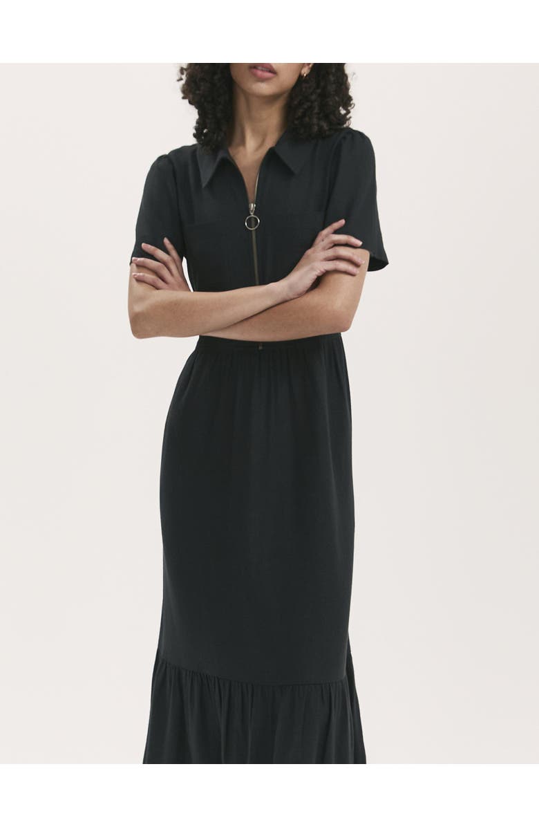 Finery London Tania Linen Blend Midi Shirt Dress, Alternate, color, Black