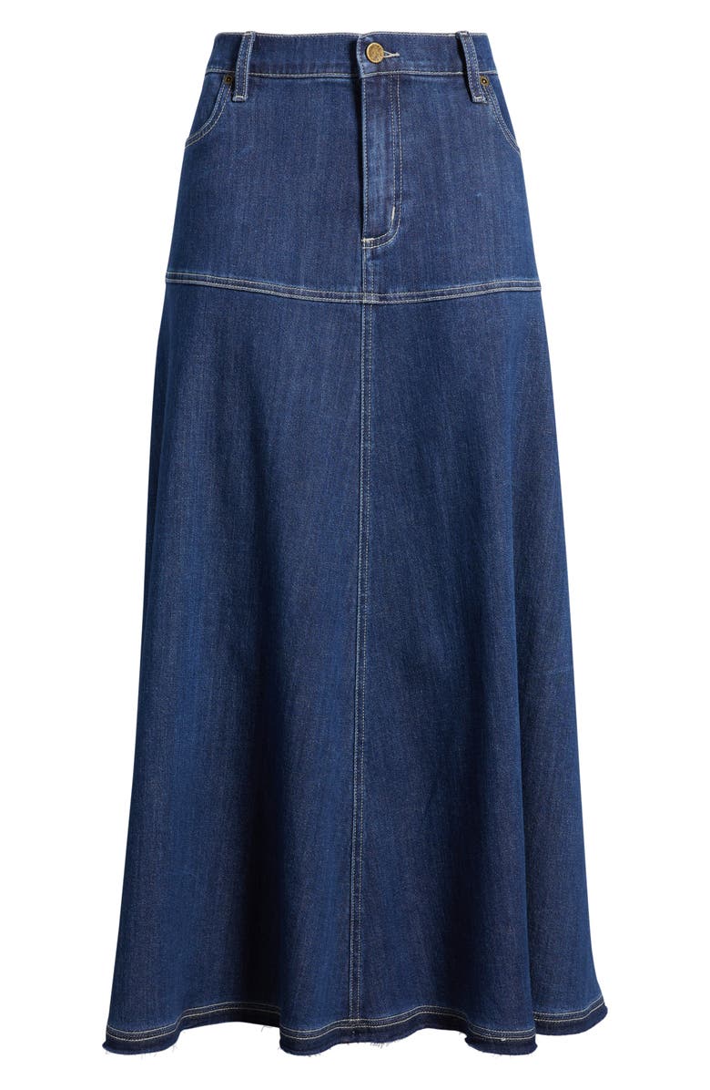 KOBI HALPERIN Ysabelle Raw Release Hem Denim Skirt, Alternate, color, Medium Indigo