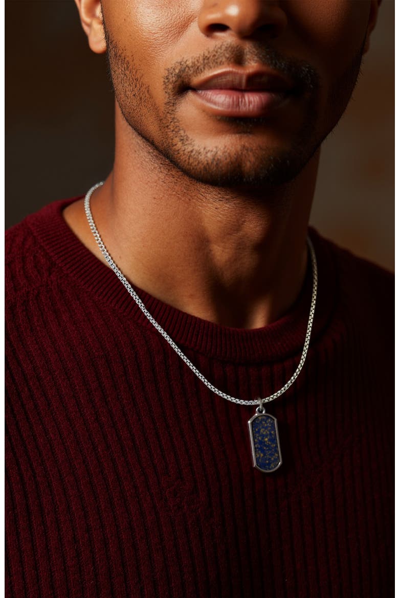 Men's Lapis Dog Tag Necklace, Alternate, color, BLUE