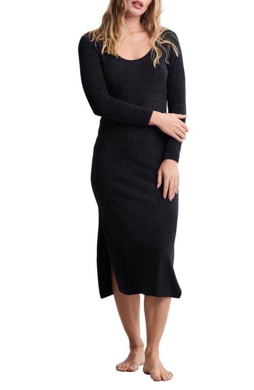 Barefoot Dreams Cozychic® Ultra Lite® Rib Scoop Neck Midi Dress In Black