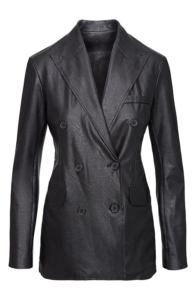 Commando Oversize Double Breasted Faux Leather Blazer, Alternate, color,