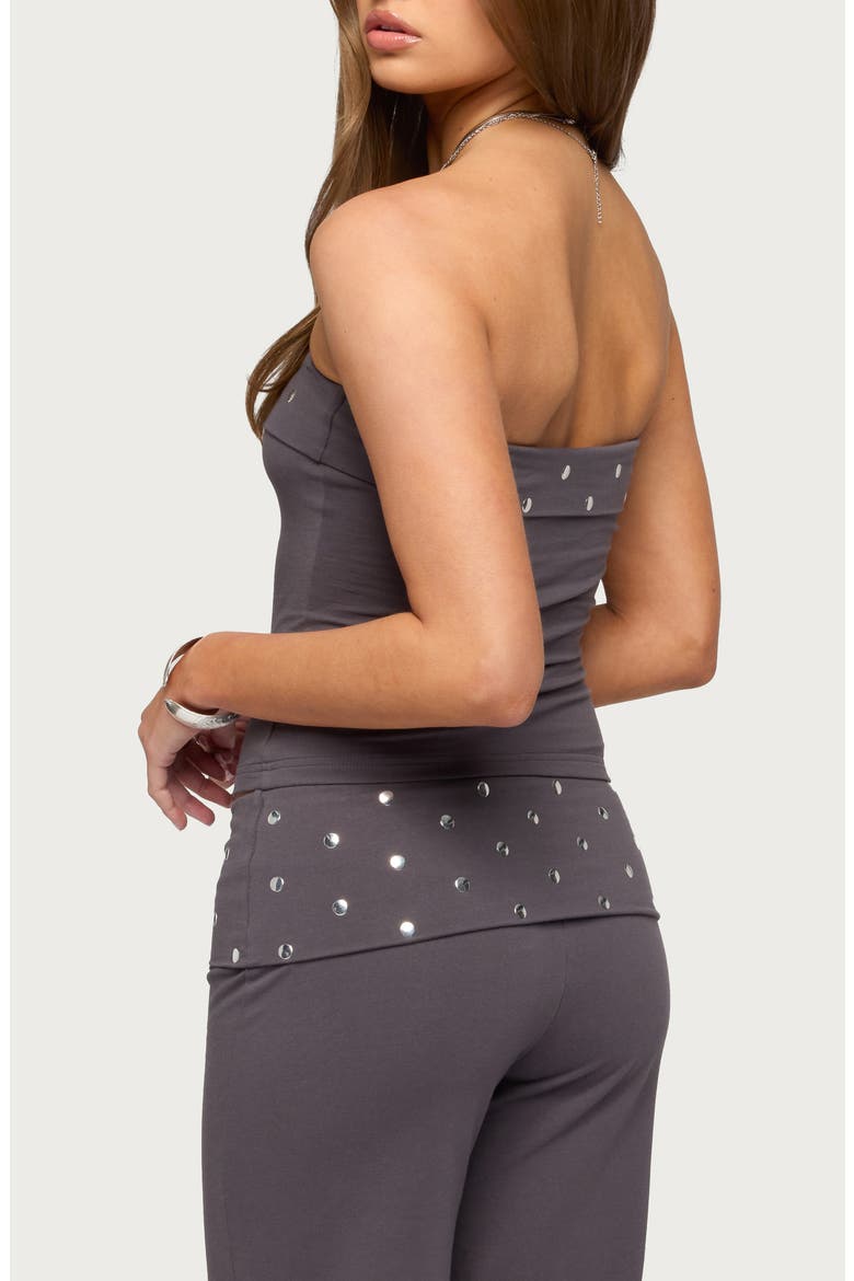 Breanna Studded Foldover Tube Top, Alternate, color, DARK-GRAY