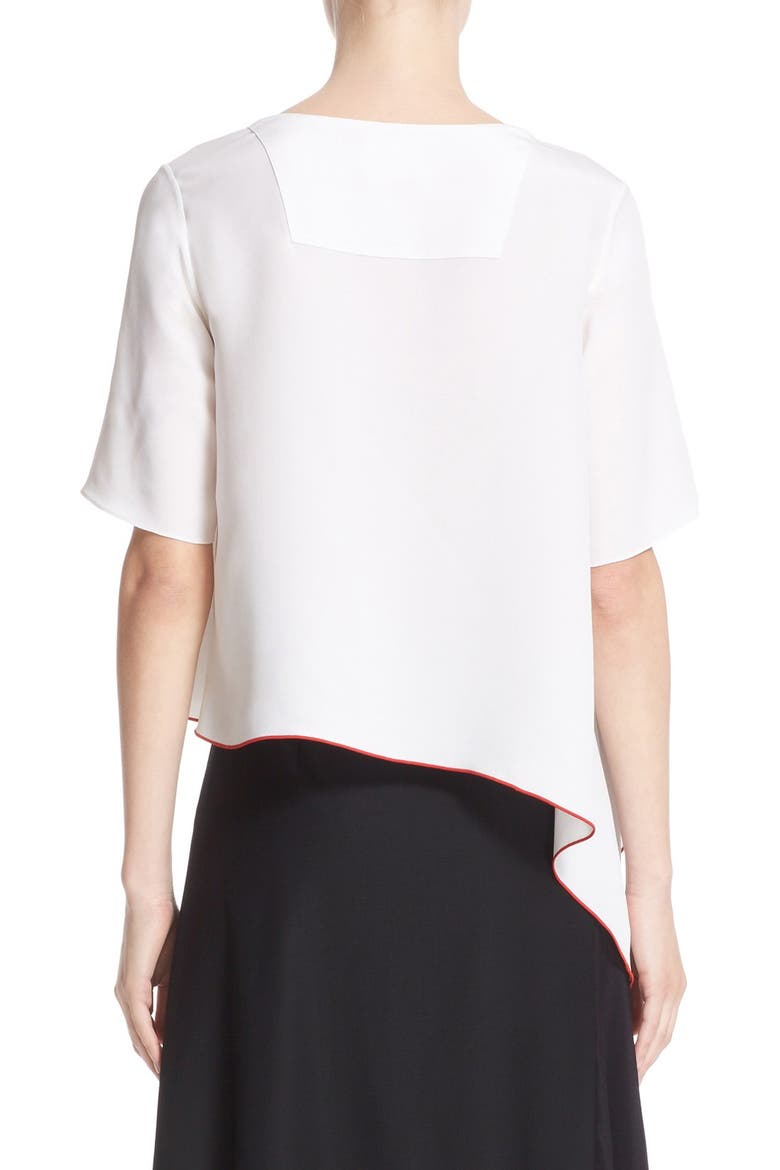 Asymmetrical Silk Tee, Alternate, color, WHITE