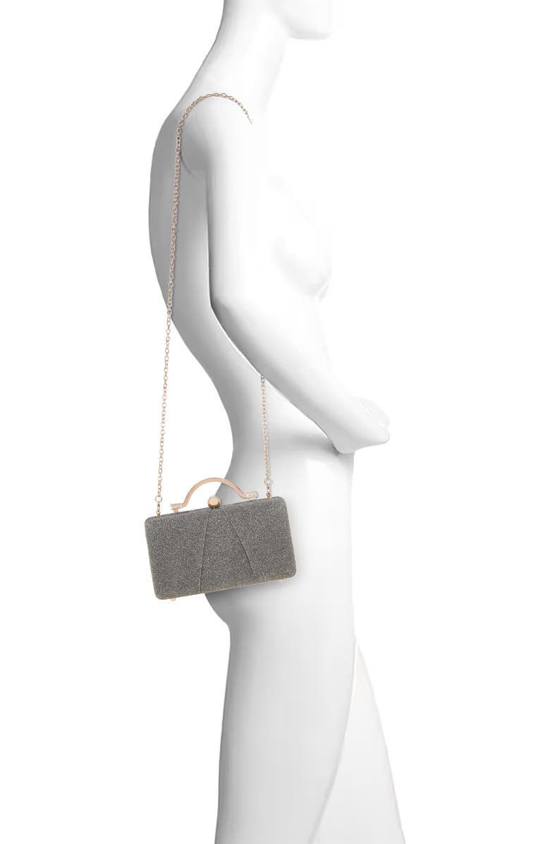 Jewel Badgley Mischka Lara Sparkle Jacquard Minaudiere with Outer Pocket, Alternate, color, Silvergold