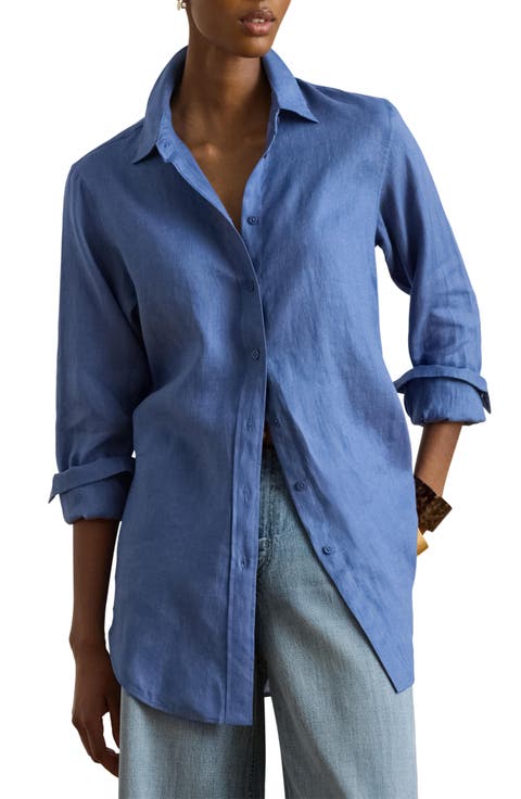 Karrie Tissue Linen Button-Up Shirt
