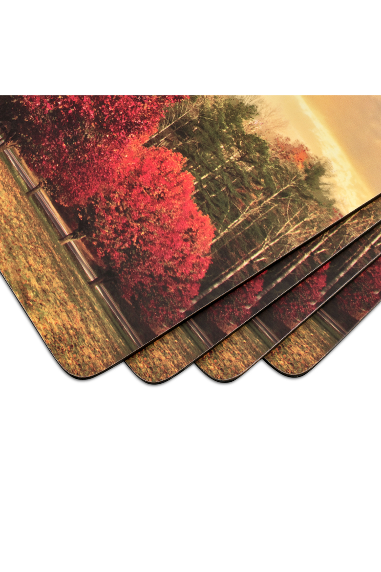 Crimson Trees Set of 4 Cork Back Placemats, Alternate, color, Multi
