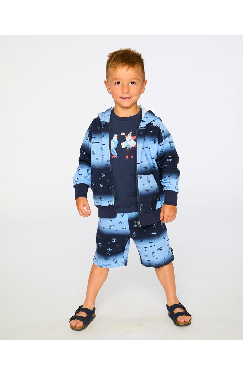 Deux par Deux Elastic Waist Gradient French Terry Shorts, Alternate, color, Blue Gradient