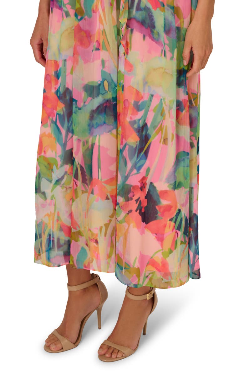 Adrianna Papell Print Sleeveless Trapeze Maxi Dress, Alternate, color, 