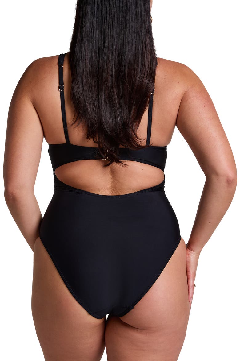 Luna Shaping Swimsuit, Alternate, color, Caviar