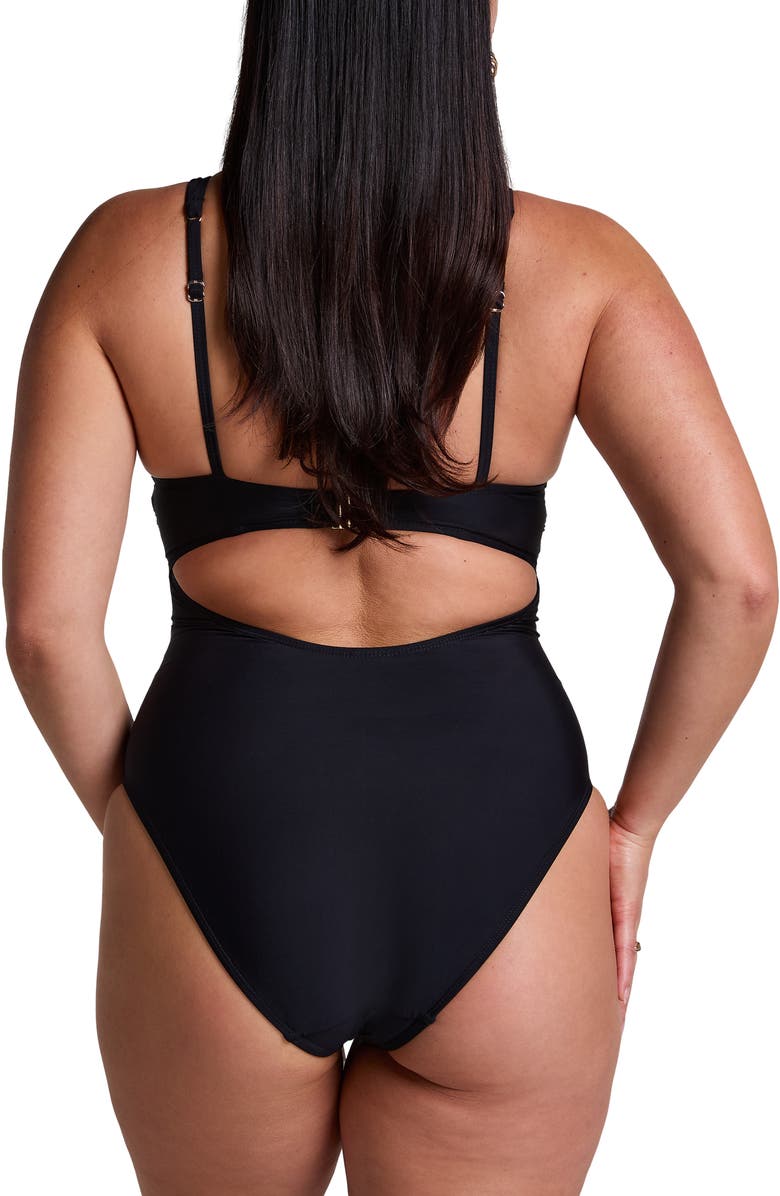 Hunkemöller Luna Shaping Swimsuit, Alternate, color, Caviar