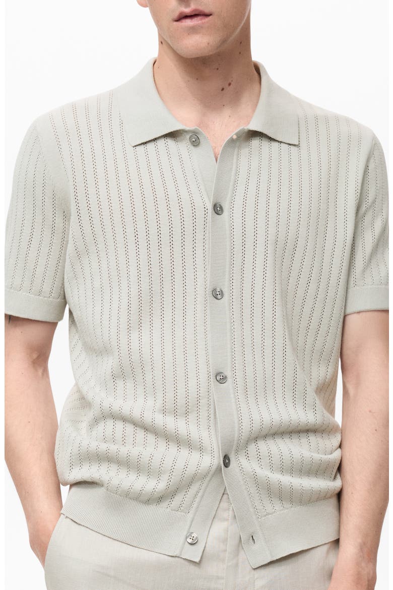 Pointelle Polo Sweater, Main, color, ICE GREY