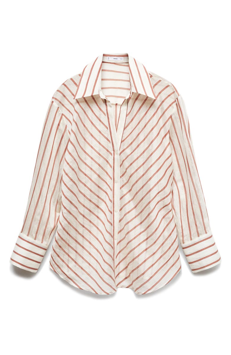 MANGO Stripe Semisheer Button-Up Shirt, Alternate, color, 